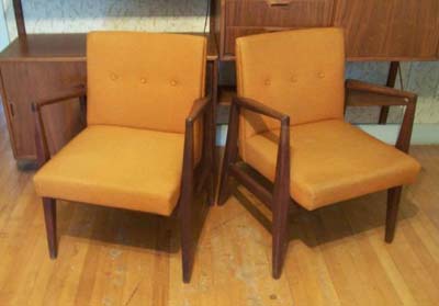 Orange Jens Risom Arm Chairs